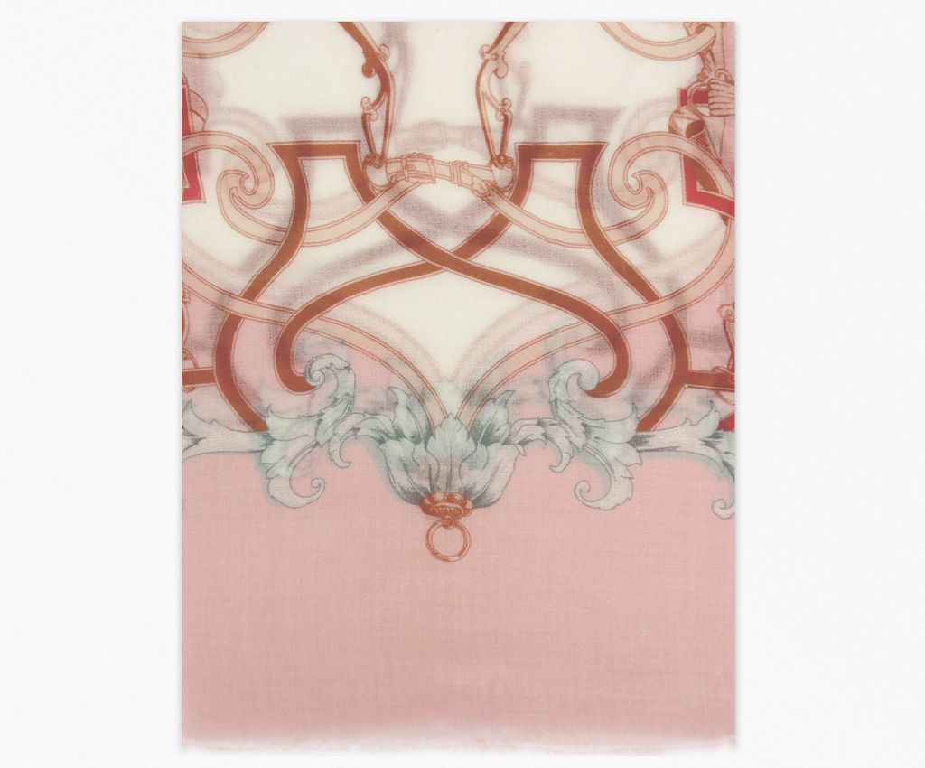 Cashmere Mixed Wool Printed Scarf-Pink Melody, Deep Pink