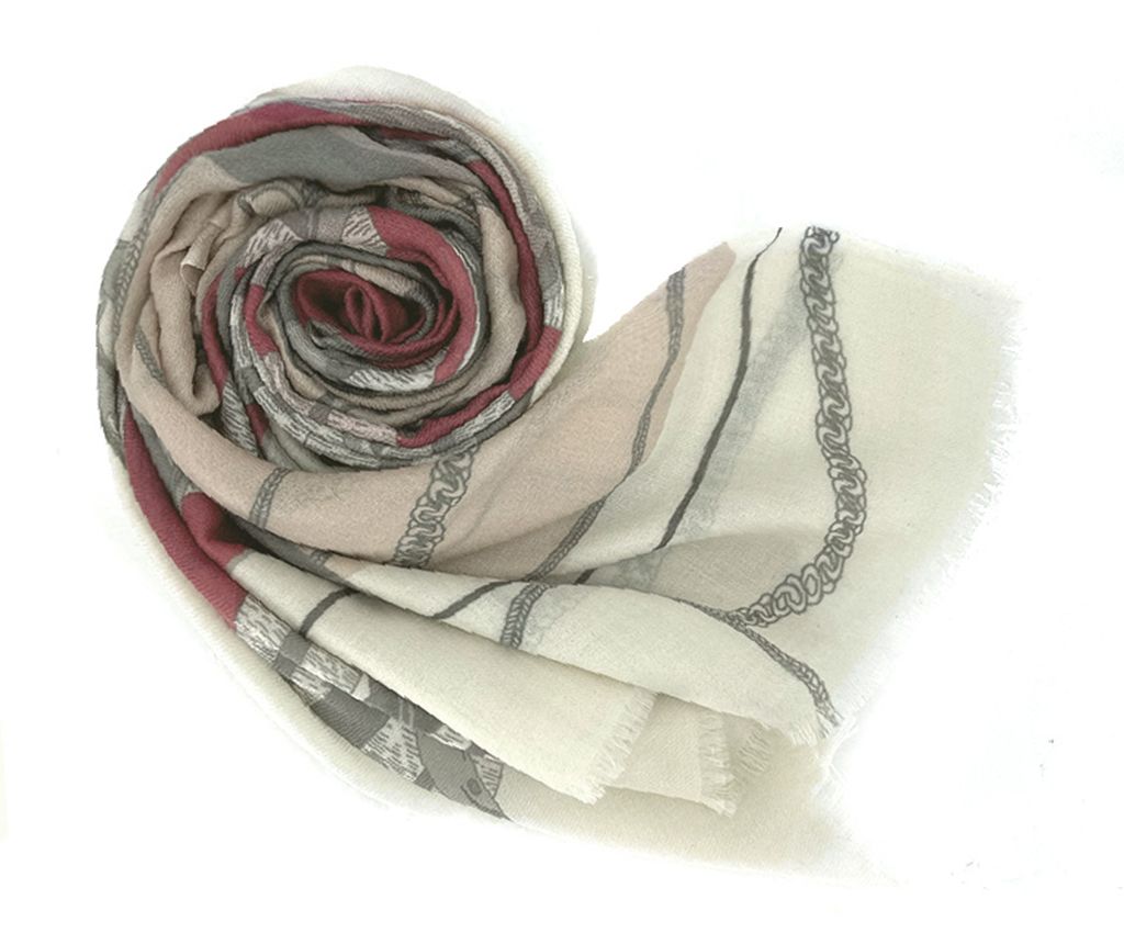 Cashmere Mixed Wool Printed Scarf-Elegant Chains, Red