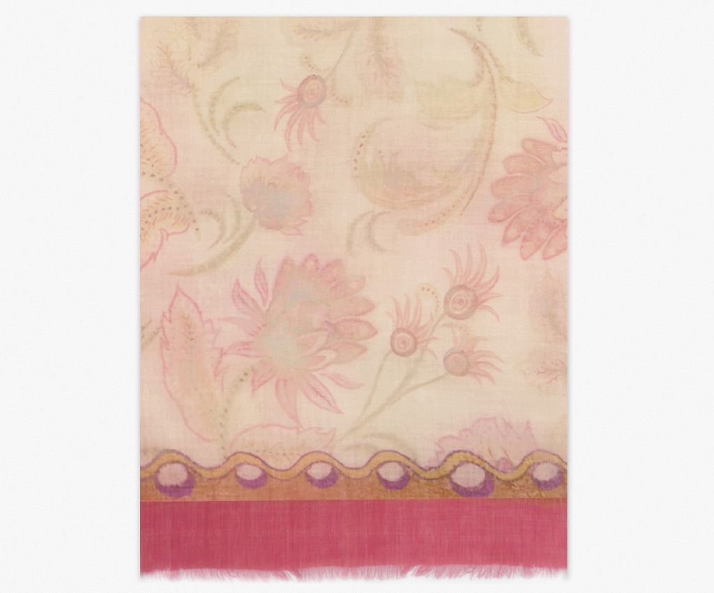 Cashmere Mixed Wool Printed Scarf-Crimson Elegance, Red