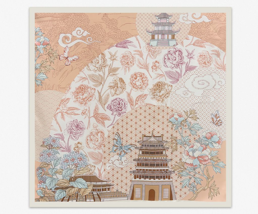 100% Silk Printed Scarf-Oriental Elegance