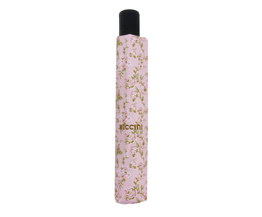 RICCINI UPF50+ Auto Open-Close Umbrella – Floral Peach Garden, Pink