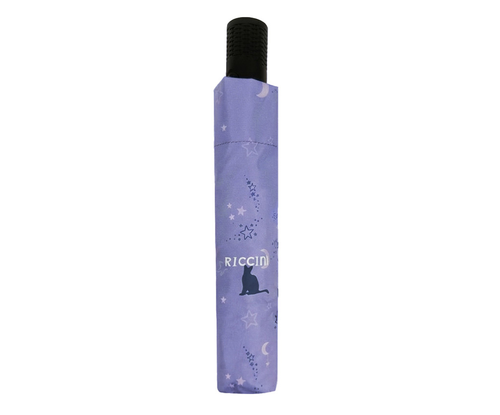 RICCINI UPF50+ Auto Open-Close Umbrella – Cat in the Night, Deep Purple