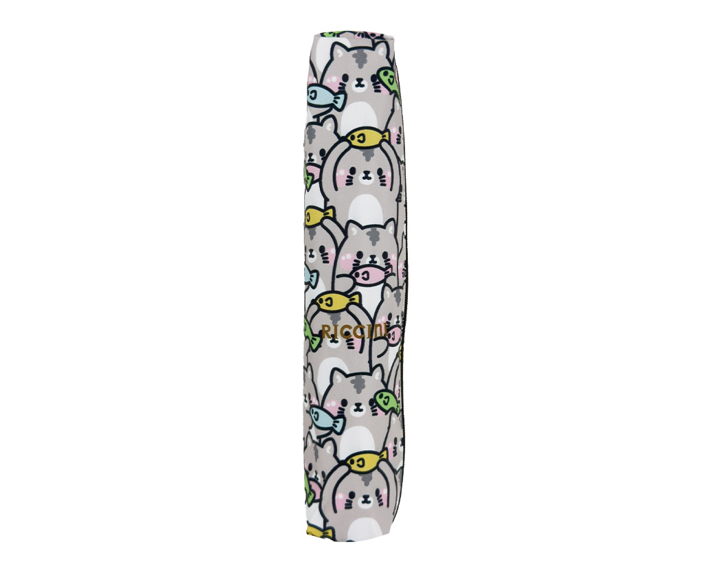 RICCINI UPF50+ Lightweight Umbrella – Cat Chasing Fish, Gray