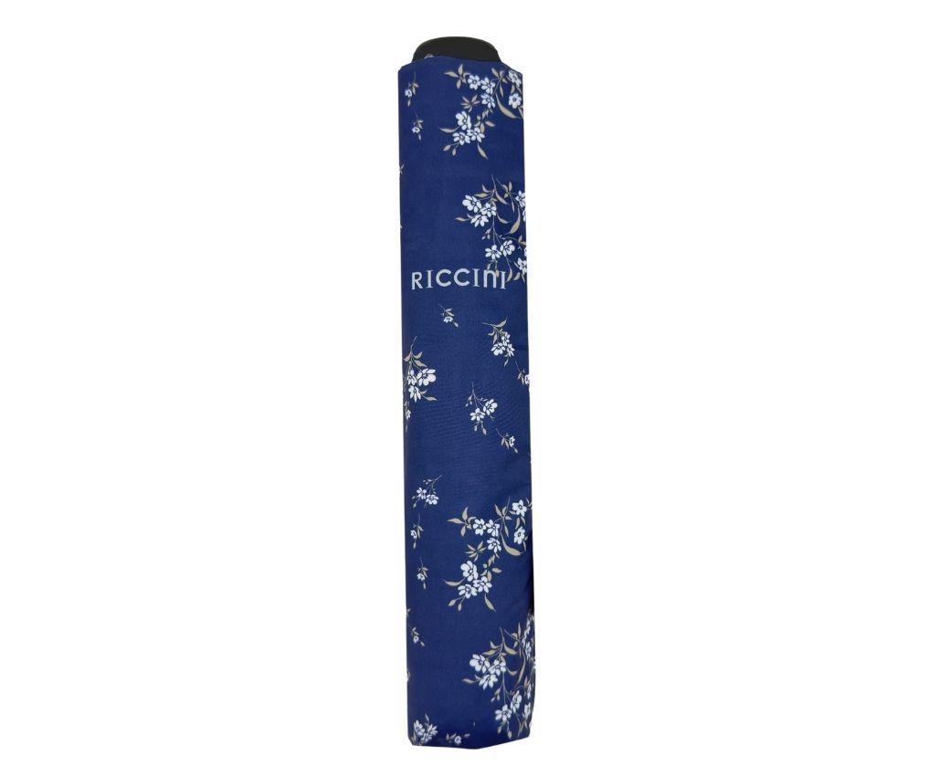 RICCINI UPF50+ Lightweight Umbrella – Floral Rain, Deep Blue