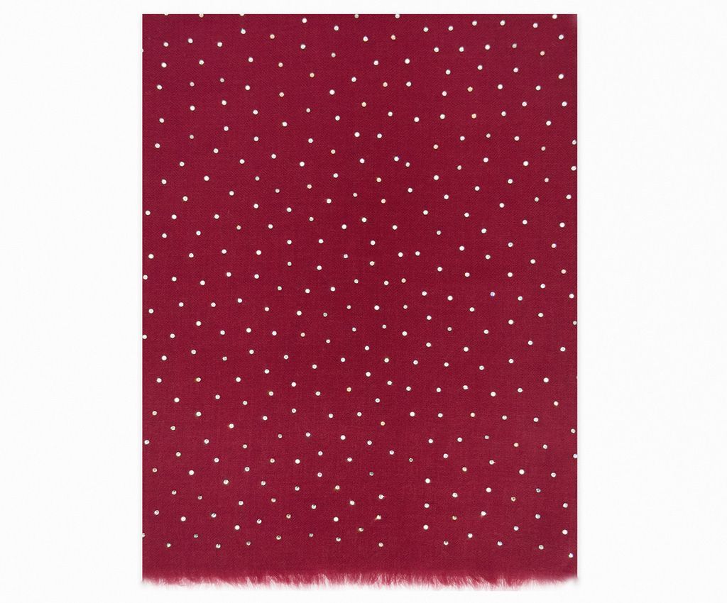 羊絨混羊毛水晶披肩-緋紅低語,棗紅色