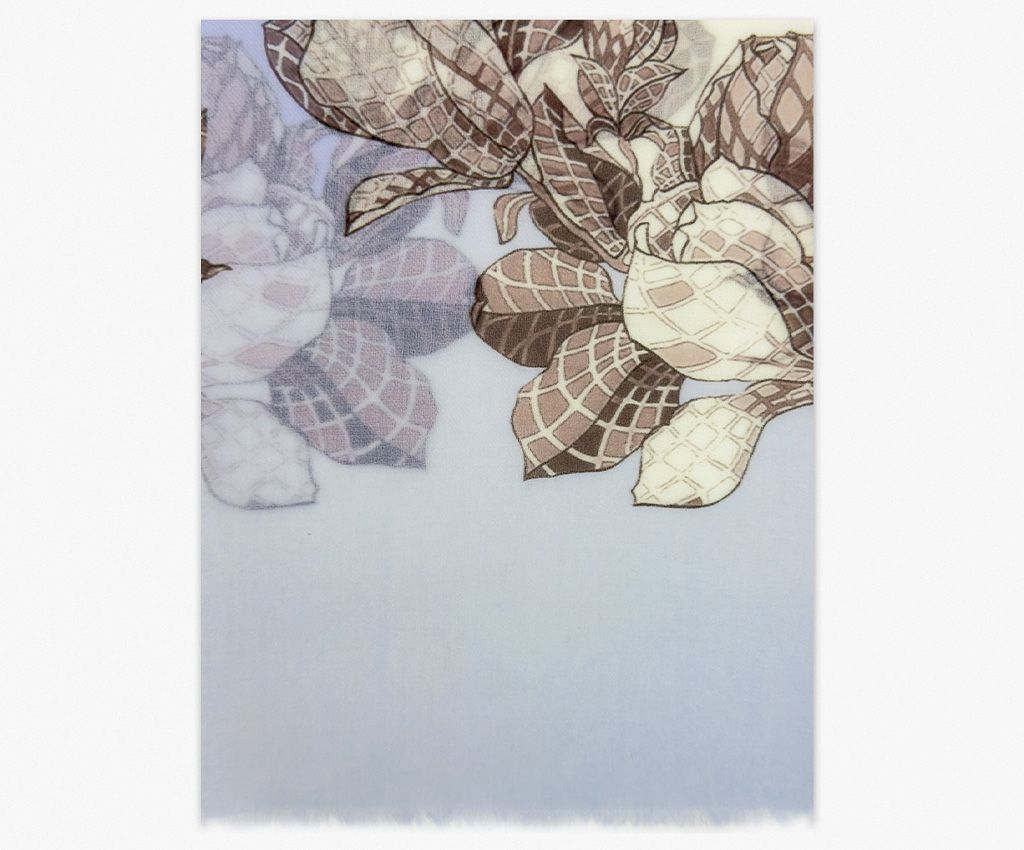 純羊絨圍巾-湛藍綻放