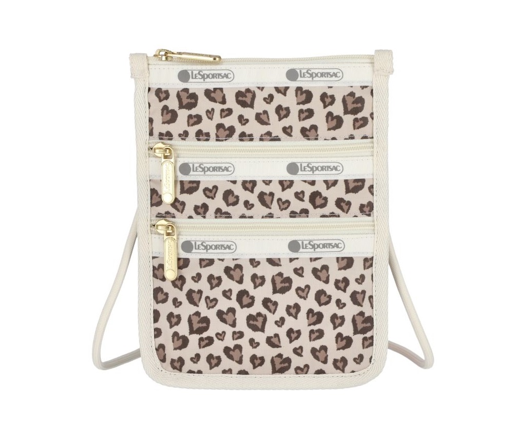 Crossbody Phone Bag (Latte Heart Leopard)