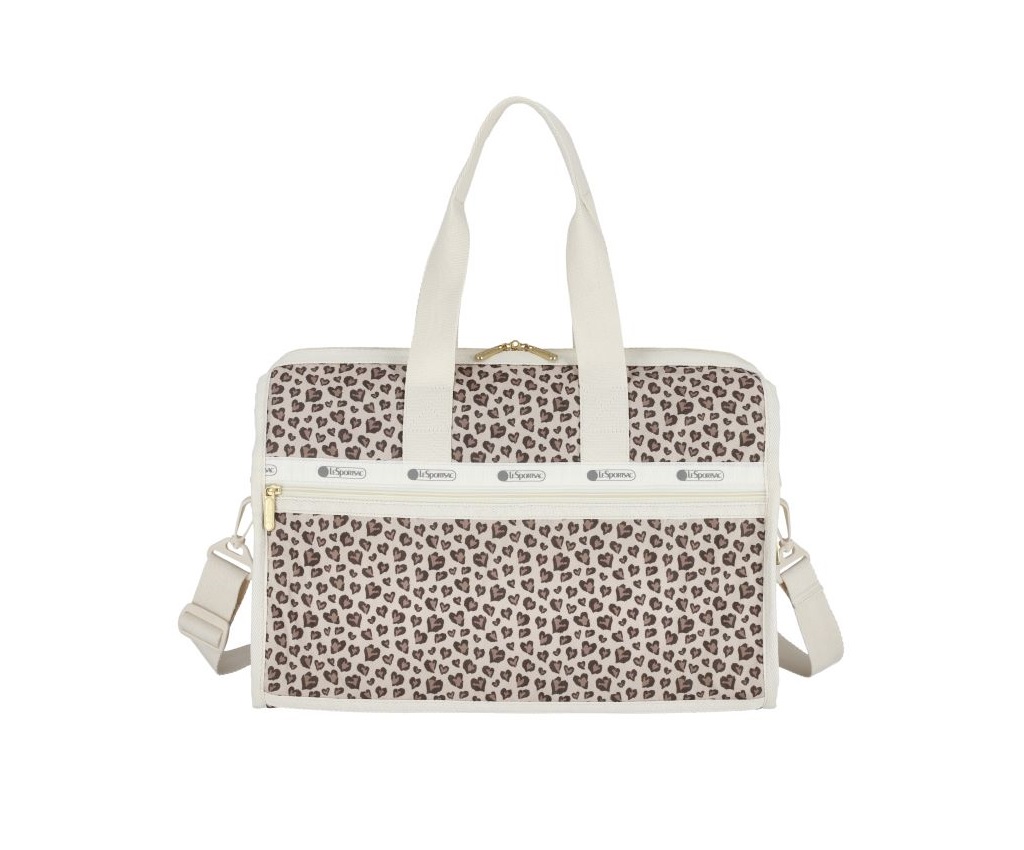 Deluxe Medium Weekender (Latte Heart Leopard)