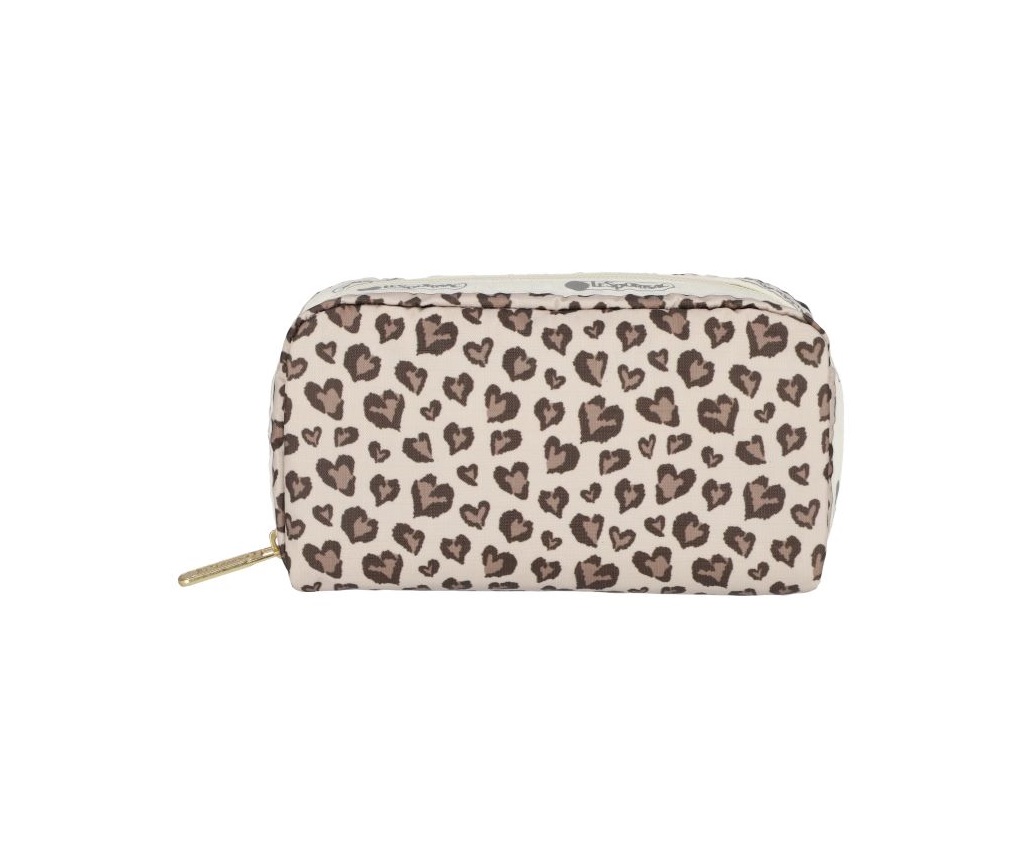 Rectangular Cosmetic (Latte Heart Leopard)