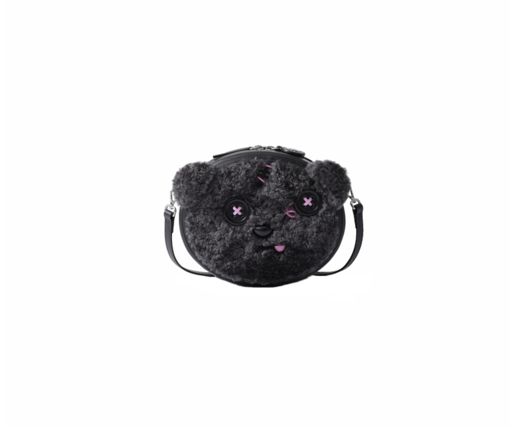 Minions Black Tim Fur with Leather Crossbody and Shoulder Bag