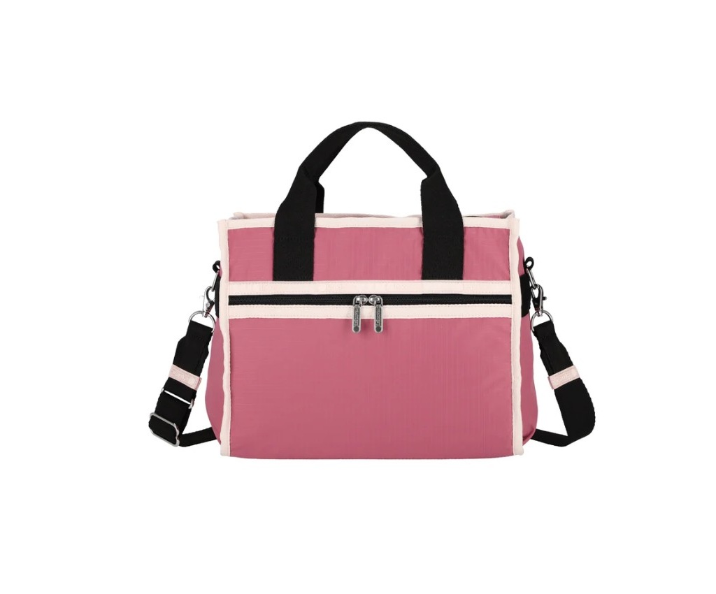 寬底斜揹手提兩用包 (Mauve / Peach Blush / Black)