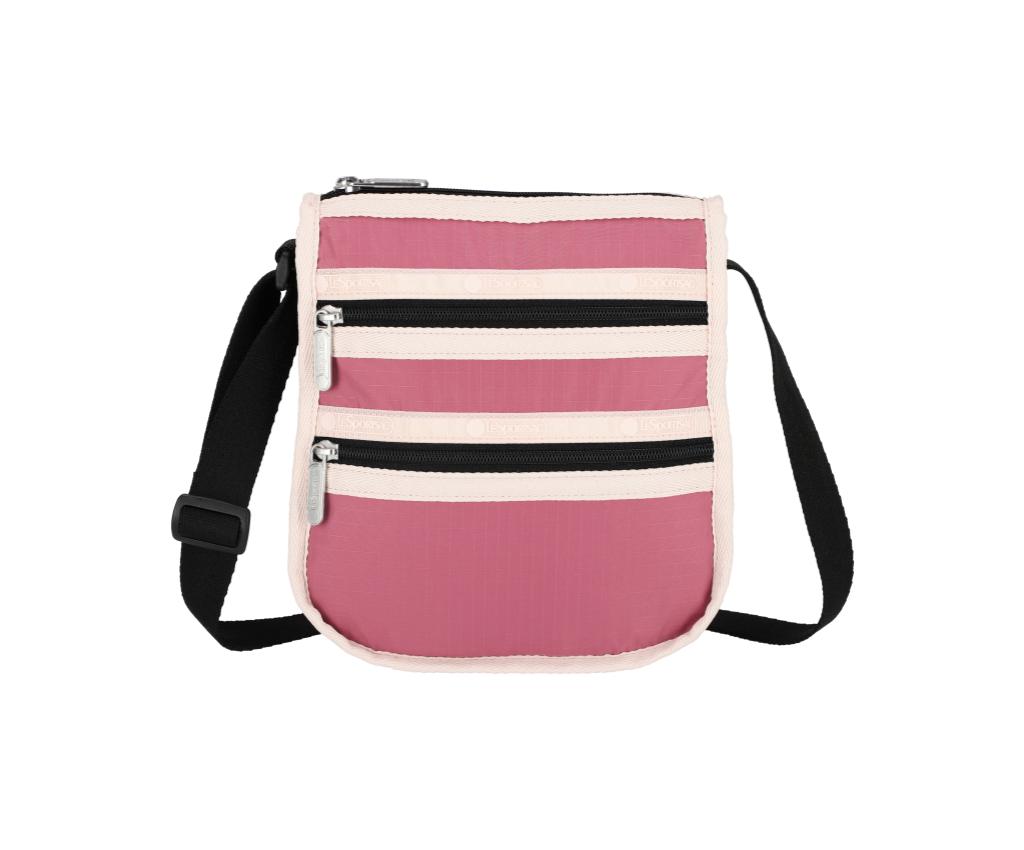 中型三層拉鍊斜揹包 (Mauve / Peach Blush / Black)