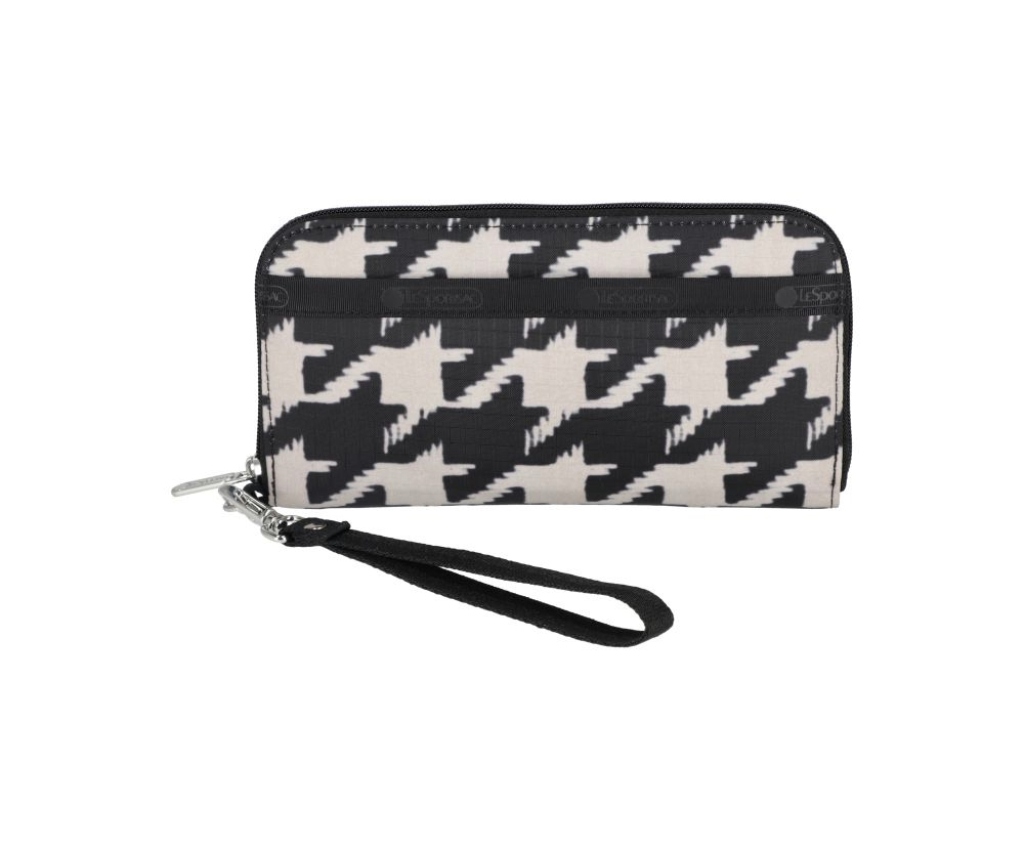 Tech Wallet Wristlet (Black / Beige Houndstooth)