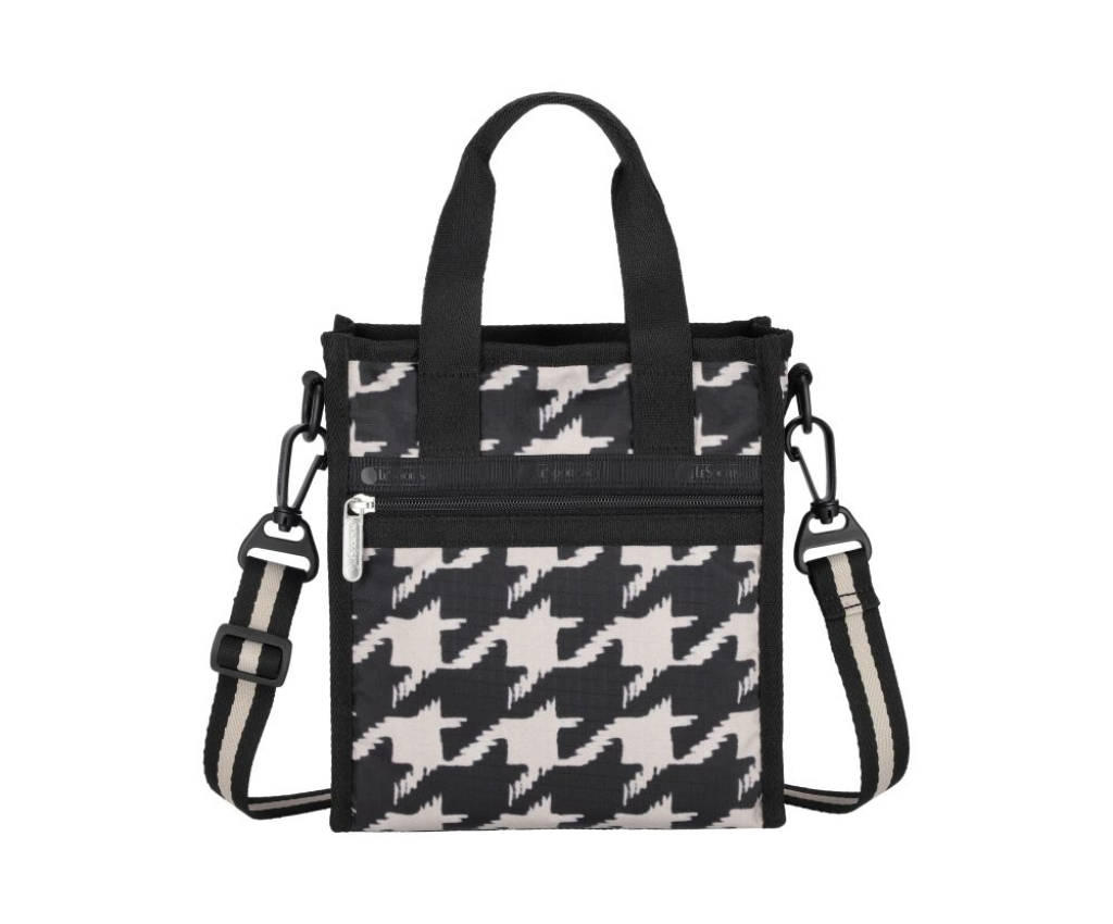 Mini N/S Tote (Black / Beige Houndstooth)
