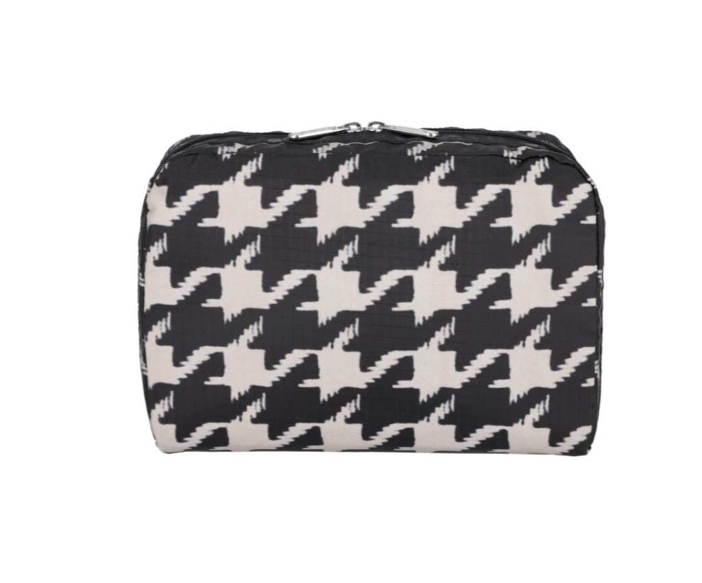Extra Large Rectangular Cosmetic (Black / Beige Houndstooth)