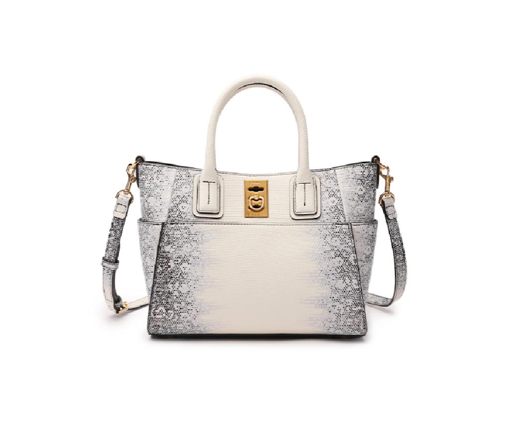 Glamour Stamped Lizard Handbag (White)