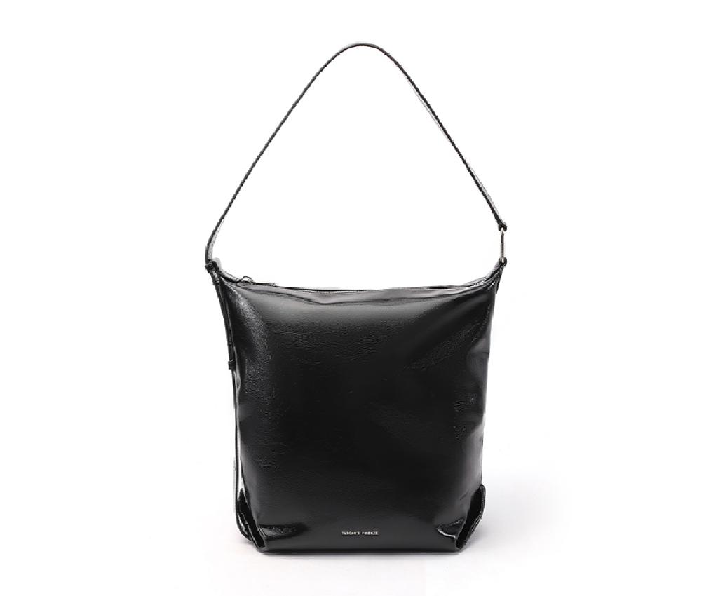 Wax Leather Shoulder Bag (Black)