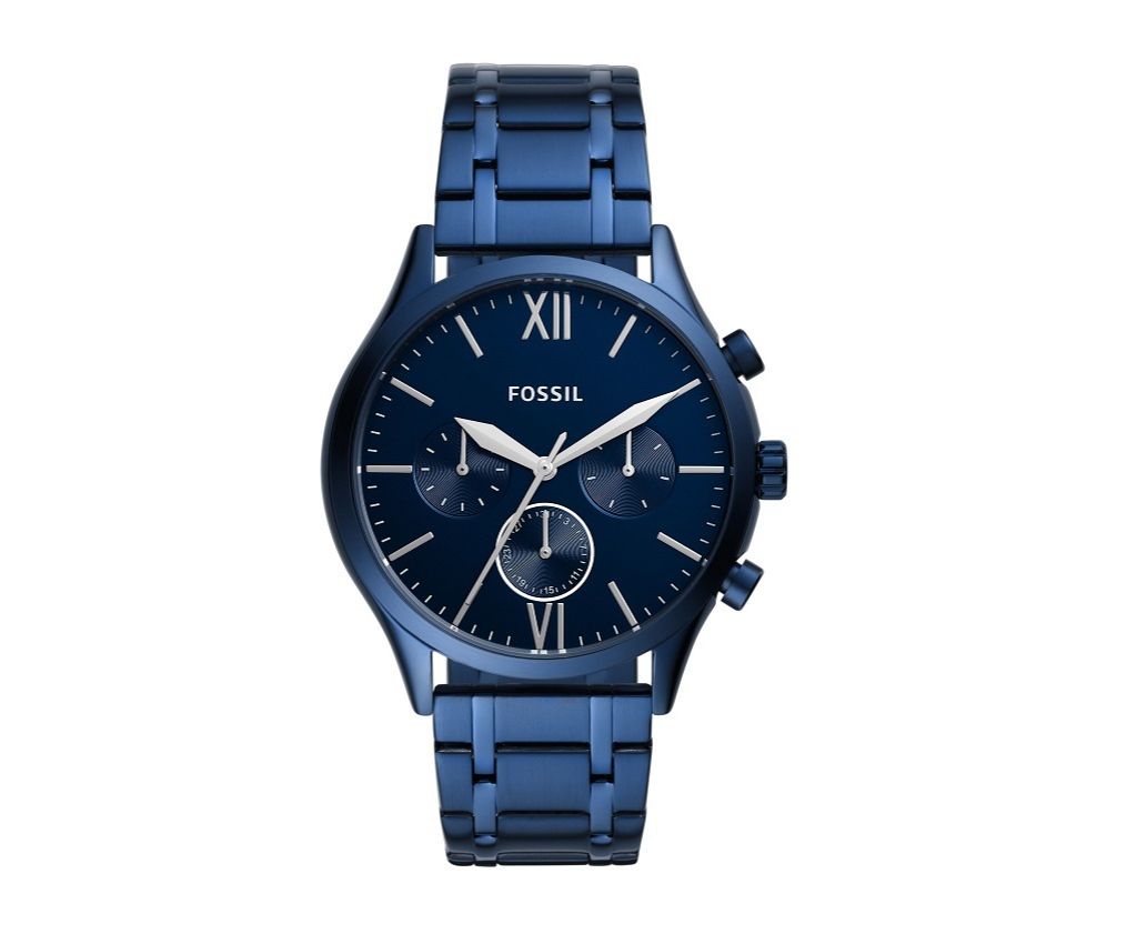 男士海軍藍不銹鋼手錶