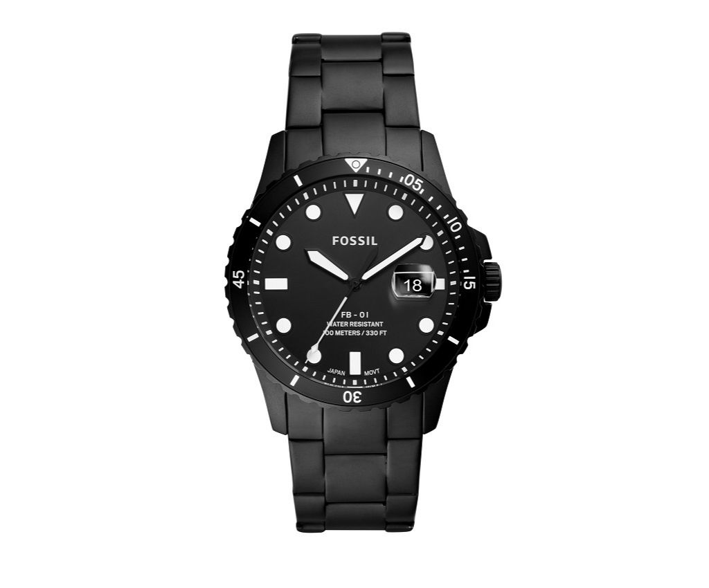 FB-01 Three-Hand Date Black Stainless Steel Watch